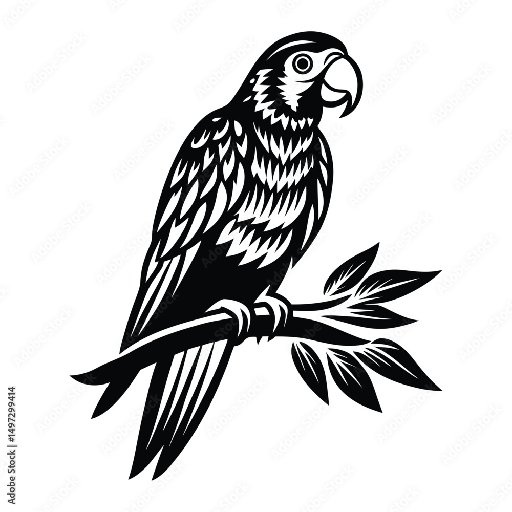 Parrot perched Silhouette vector illustration, Parrot bird vector illustration Parrot perched Silhouette vector illustration, Parrot bird vector illustration