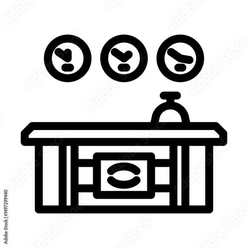reception desk hospitality hotel line icon vector illustration