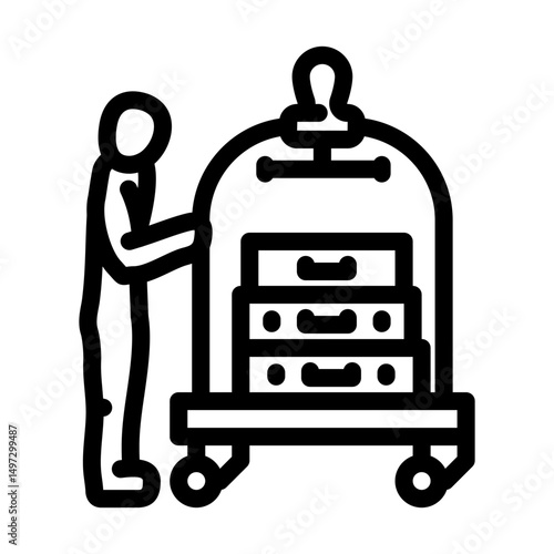 bellhop hospitality hotel line icon vector illustration
