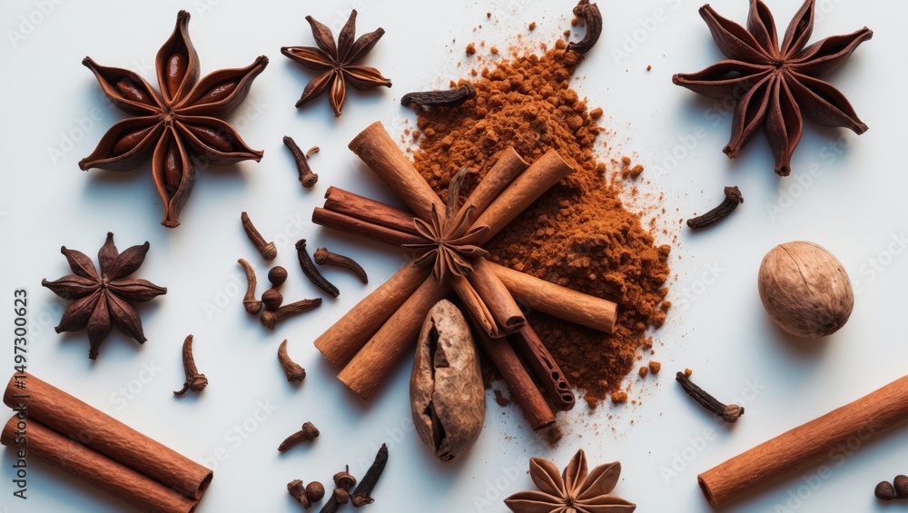 white background with aromatic spice white background with aromatic spice