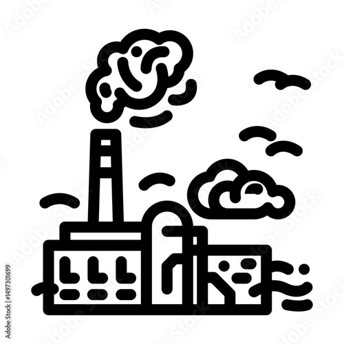 industrial zone covered heavy smog line icon vector illustration