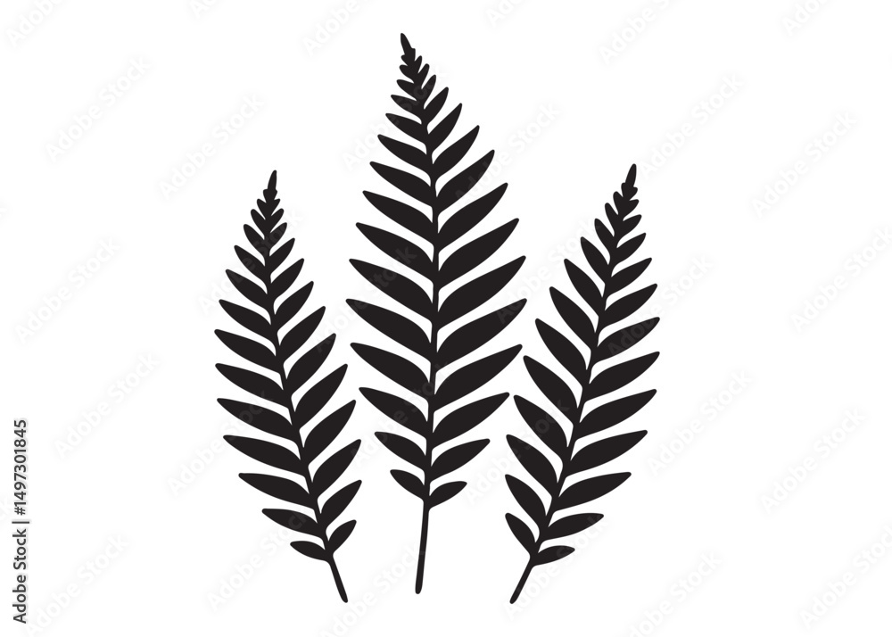 fern leaves logo vector silhouette illustration, fern leaf logo icon silhouette, bracken fern leaf silhouettes vector illustration, black silhouette of a fern leaf on white background. fern leaves logo vector silhouette illustration, fern leaf logo icon silhouette, bracken fern leaf silhouettes vector illustration, black silhouette of a fern leaf on white background.