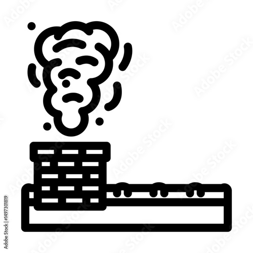 household chimney emitting smoke line icon vector illustration