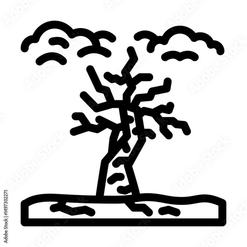 dead withered tree under polluted sky line icon vector illustration