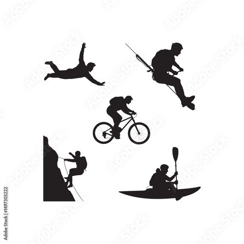 Dynamic Adventure Sports Silhouettes: Thrilling Outdoor Activities