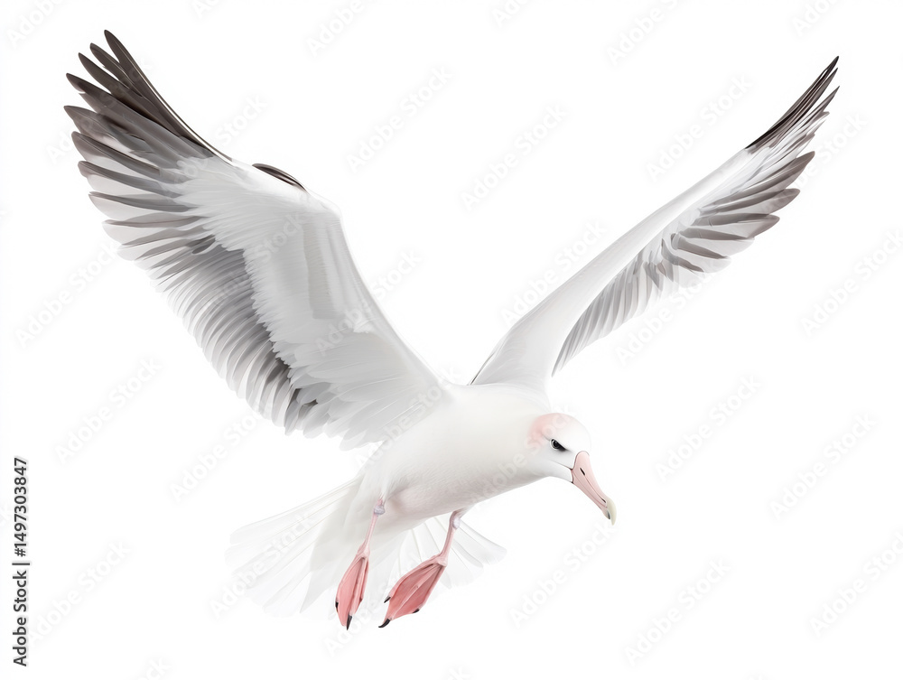 Obraz premium A majestic seagull in flight, showcasing its elegant wings and vibrant feathers.