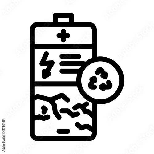 battery recycling e waste pollution line icon vector illustration