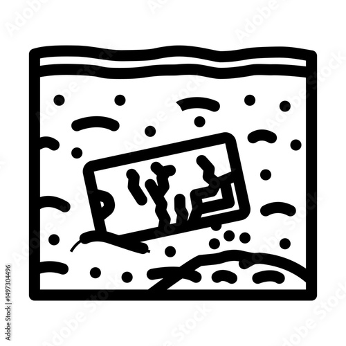 contaminating soil e waste pollution line icon vector illustration