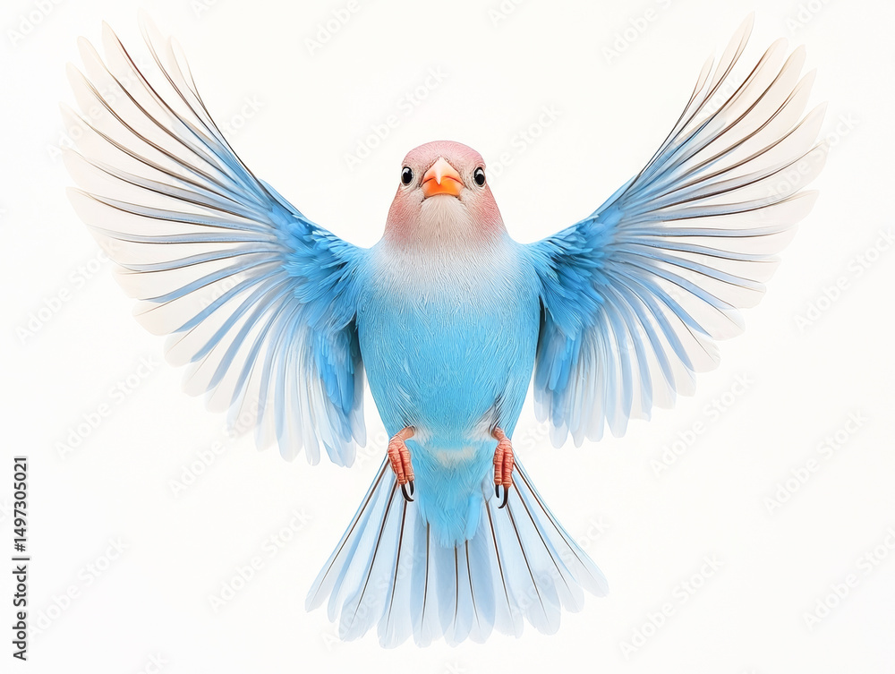 Fototapeta premium A vibrant blue bird in mid-flight, showcasing its colorful wings and distinct features.