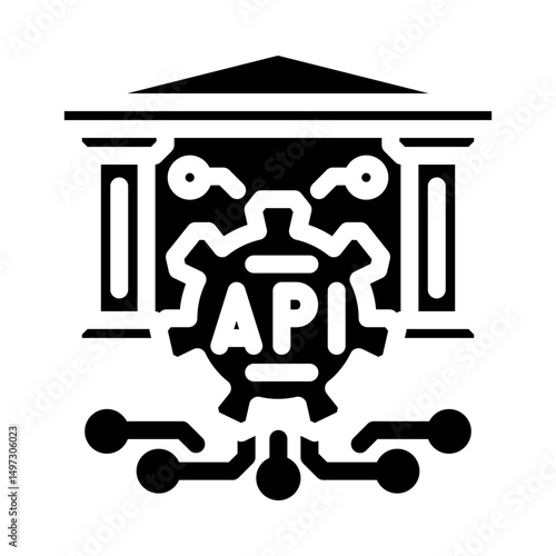 open banking api fintech glyph icon vector illustration