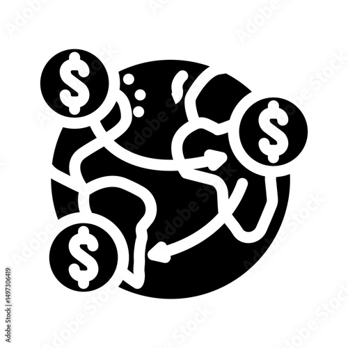 instant cross border payments fintech glyph icon vector illustration