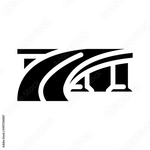 exit ramp highway road glyph icon vector illustration