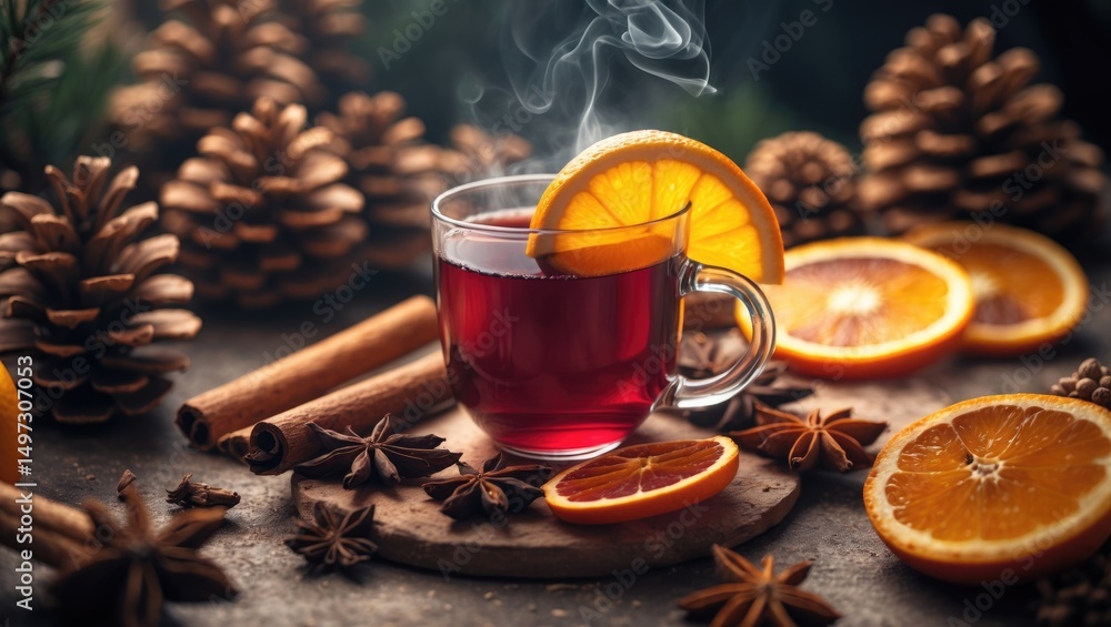 Mulled wine infused with orange and spices Mulled wine infused with orange and spices