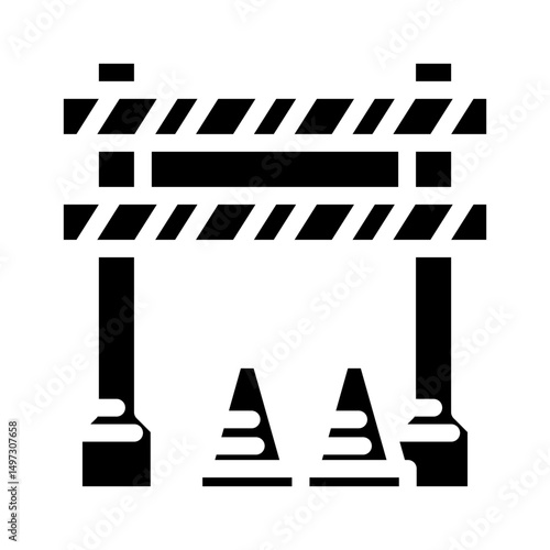 construction zone highway road glyph icon vector illustration