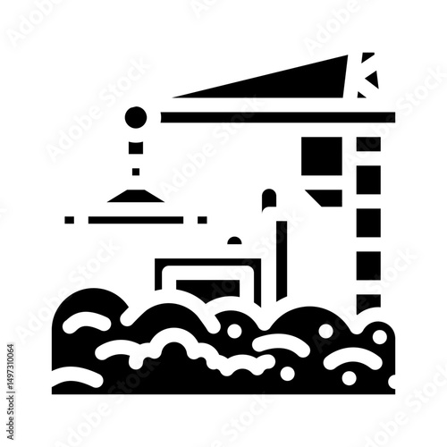 construction site raising dust clouds glyph icon vector illustration