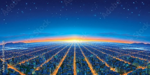 A megacity at night with lights from thousands of homes