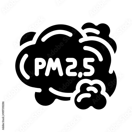 smog cloud labeled air pollution glyph icon vector illustration