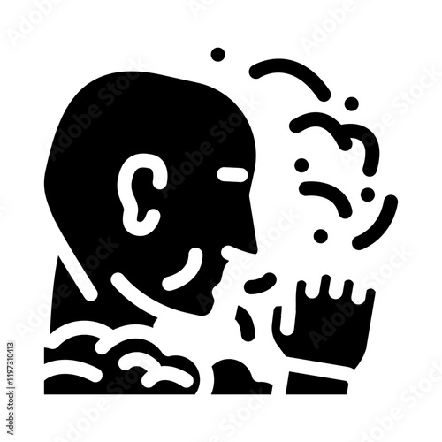person coughing polluted air pollution glyph icon vector illustration
