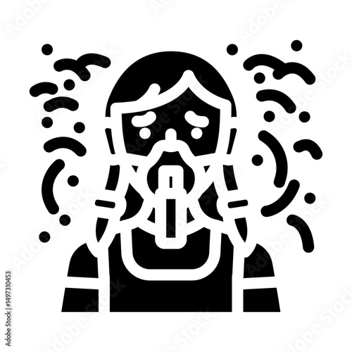 child holding inhaler smoggy area glyph icon vector illustration