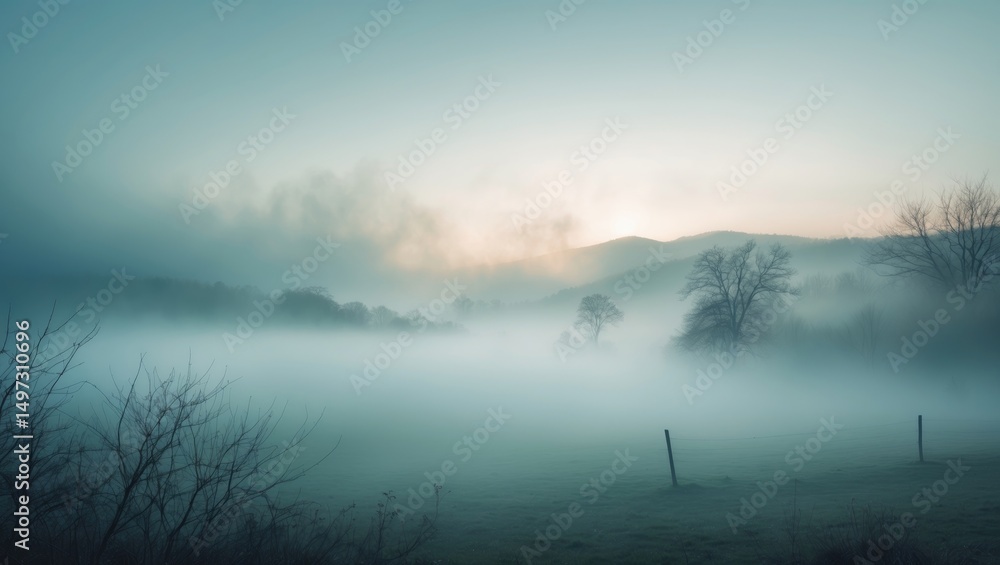 Fototapeta premium Hazy Morning: The Soft Charm of a Cold Dawn