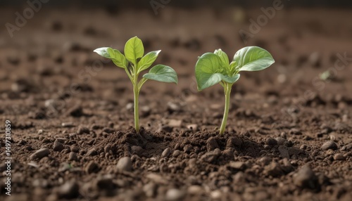 Wallpaper Mural Close up of bean seedling pushing through soil,  healthy,  still life,  botany Torontodigital.ca