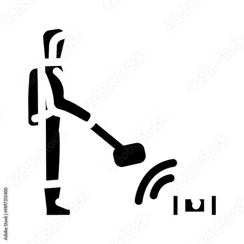 person holding geiger counter contaminated zone glyph icon vector illustration