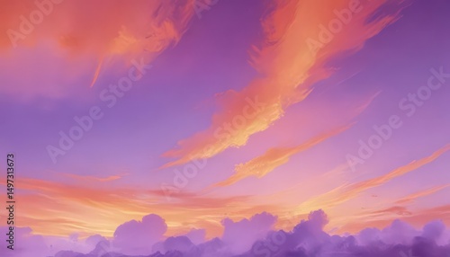 Wallpaper Mural Abstract purple and orange watercolor sky, soft edges, painterly texture ,  abstract,  pastel Torontodigital.ca