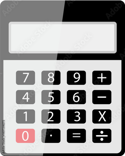 Vector calculator icon for business, finance, and accounting, featuring a digital display, keypad, and black buttons for mathematical calculations