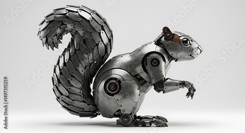 Robotic squirrel metal animal art machine robot technology automation cybernetics future ai construct