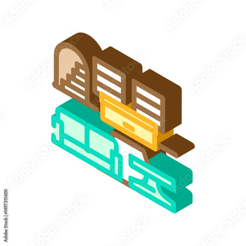 lobby hospitality hotel isometric icon vector illustration