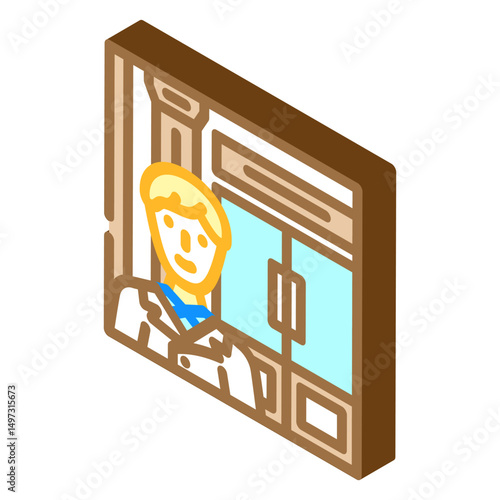 doorman hospitality hotel isometric icon vector illustration