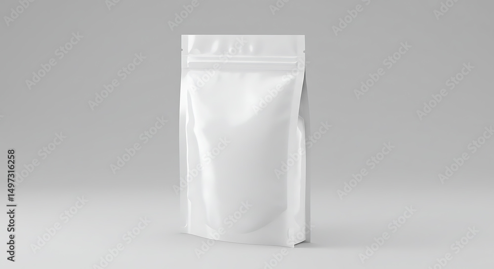 White Stand-Up Pouch Packaging Mockup - Blank Flexible Packaging Template White Stand-Up Pouch Packaging Mockup - Blank Flexible Packaging Template