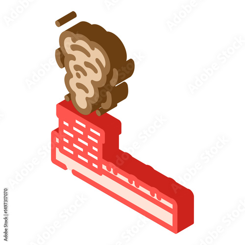 household chimney emitting smoke isometric icon vector illustration