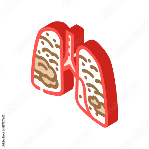 lungs filled smoke soot air pollution isometric icon vector illustration