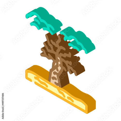 dead withered tree under polluted sky isometric icon vector illustration