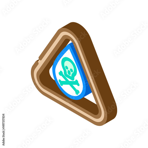 warning near contaminated water chemical pollution isometric icon vector illustration
