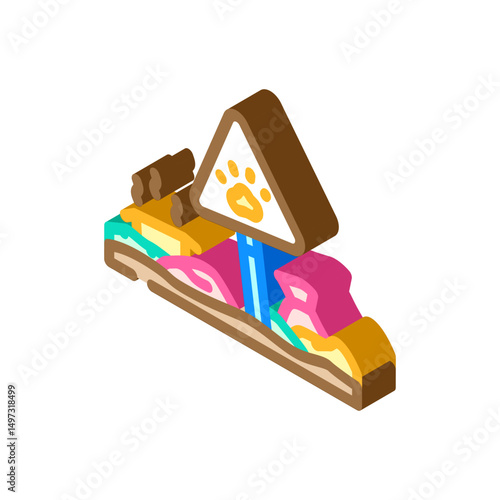 animals fleeing from polluted zone chemical pollution isometric icon vector illustration