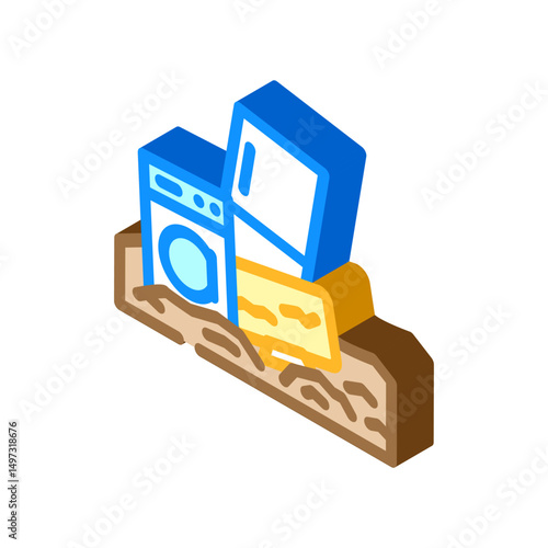 landfill electronic e waste pollution isometric icon vector illustration