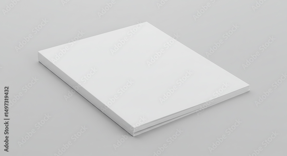 Blank White Book Mockup: Square Paperback Isolated on Gray Background Blank White Book Mockup: Square Paperback Isolated on Gray Background