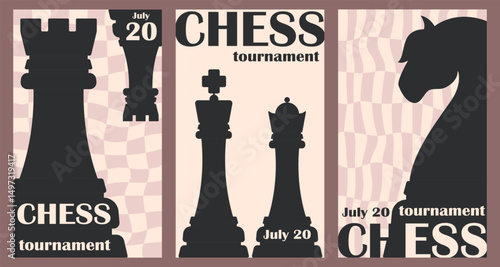 Poster for chess tournament. World Chess Day. July 20th. Abstract chess design. Flat vector illustration 