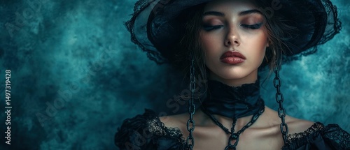 Mysterious Woman in Victorian Era Attire