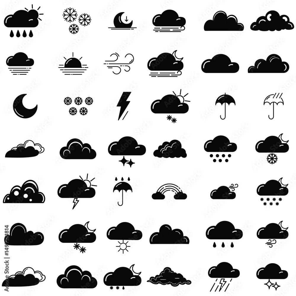 clouds icons set in different forms , shapes and design clouds icons set in different forms , shapes and design