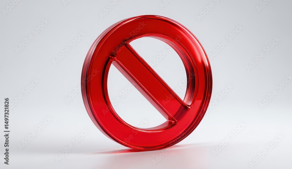 Red Glass No Symbol Prohibition Sign Red Glass No Symbol Prohibition Sign