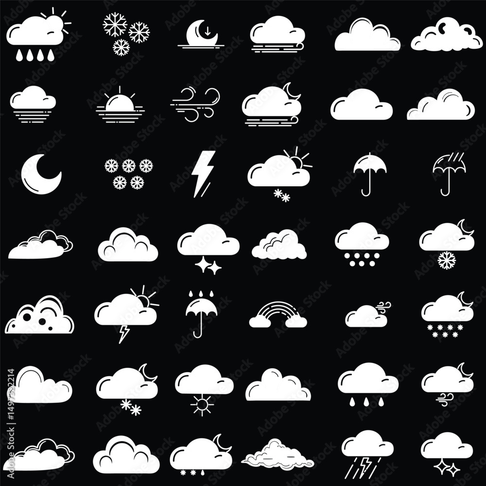 clouds icons set in different forms , shapes and design clouds icons set in different forms , shapes and design