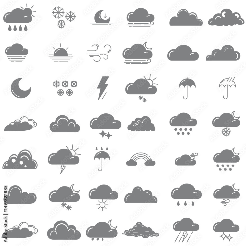 clouds icons set in different forms , shapes and design clouds icons set in different forms , shapes and design
