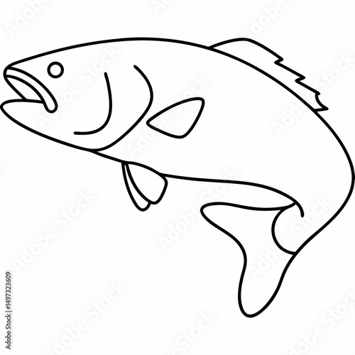 Vector illustration of a leaping fish outline suitable for fishing related design projects and logo creation