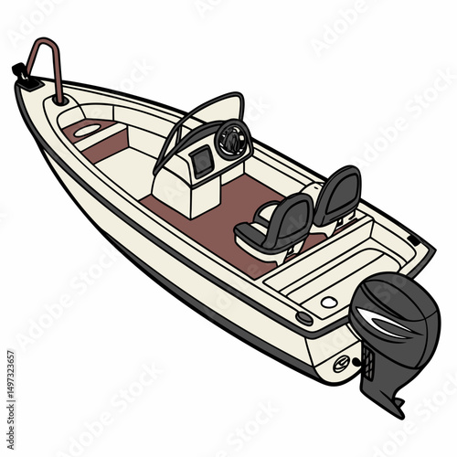 Vector illustration of a modern motorboat isolated on white background suitable for various nautical and design projects with transparency