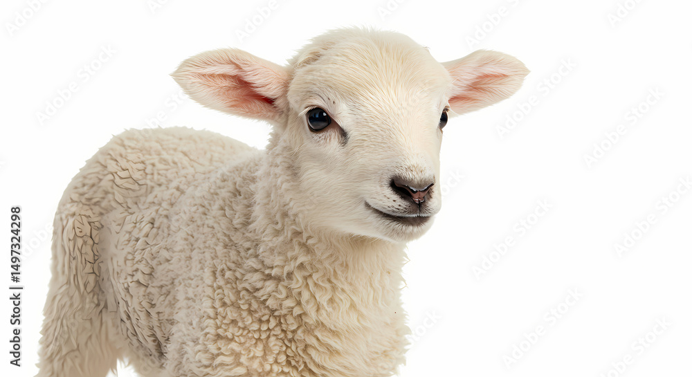 Fototapeta premium Adorable Lamb: White Sheep, Baby Animal, Farm Animal Image
