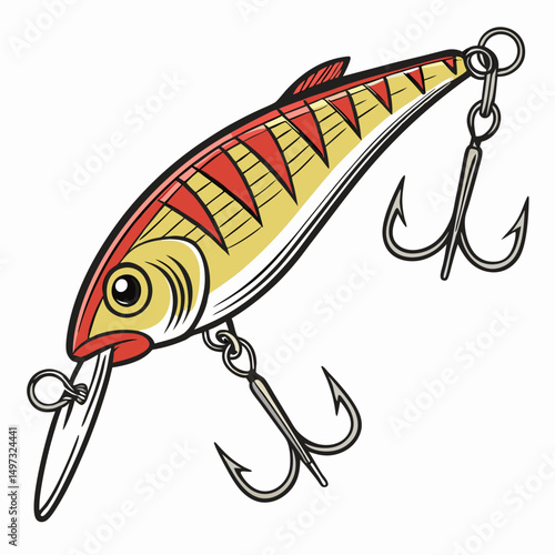 Colorful fish lure illustration perfect for fishing enthusiasts and outdoor recreation designs.