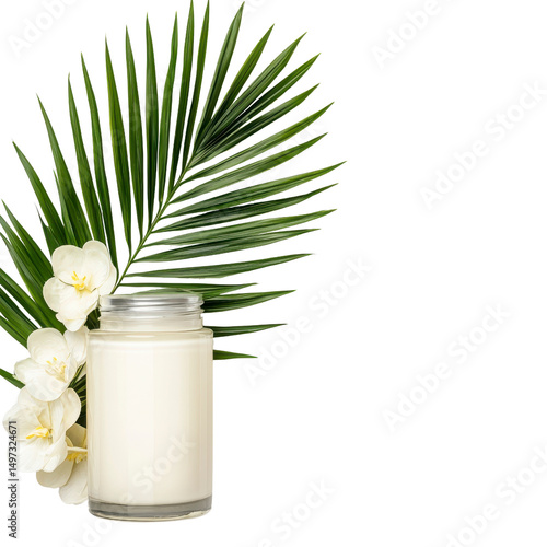 A candle surrounded by delicate flowers.